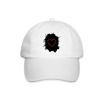 Neon Pink Heart Outline on Black - Baseball Cap - white/white - Front