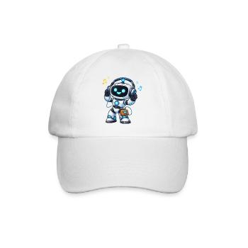 Weltraum-Roboter DJ mit Kopfhörern - Baseballkappe - Weiß/Weiß - Vorne