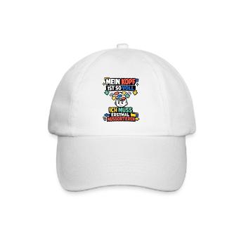 Mein Kopf ist so voll ich muss aussortieren - Baseballkappe - Weiß/Weiß - Vorne