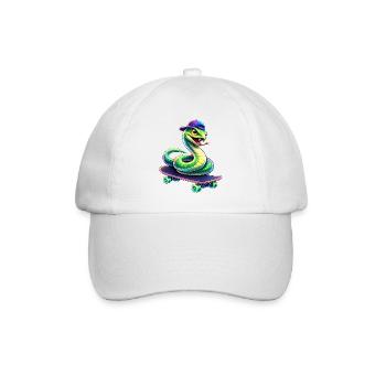 Neon Skate Snake Skateboard Animal - Baseballkappe - Weiß/Weiß - Vorne