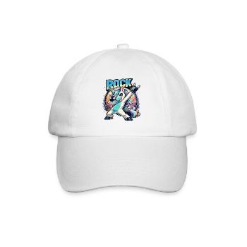 Rock unicorn in dabbing pose with retro vibes - Baseball Cap - white/white - Front