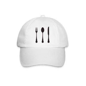 Minimalist cutlery silhouette - Baseball Cap - white/white - Front