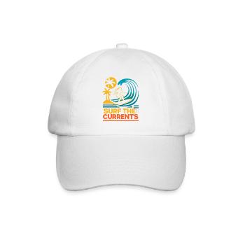 Surf The Currents Waves Palm Trees Beach Motif - Baseball Cap - white/white - Front