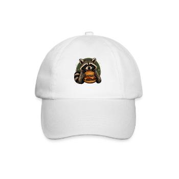 Raccoon with burger - Baseball Cap - white/white - Front