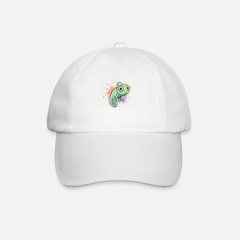 Aquarell Chamäleon Spritzer - Baseballkappe - Weiß/Weiß