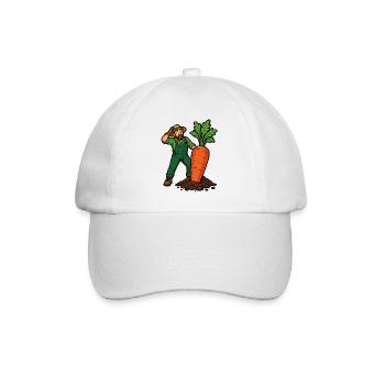 Gardener and giant carrot from the vegetable garden - Baseball Cap - white/white - Front