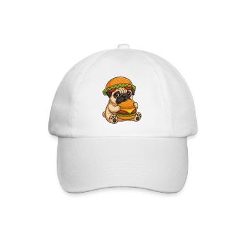 Propriétaire de dessin animé carlin mignon, burger de restauration rapide - Casquette classique - blanc/blanc - Devant