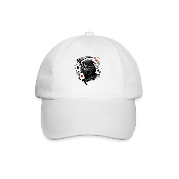 Sensenmann Poker Spieler Dark Fantasy Motiv - Baseballkappe - Weiß/Weiß - Vorne