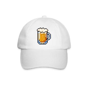 Beer Glass Pixel Art – Retro Beer Design - Baseball Cap - white/white - Front