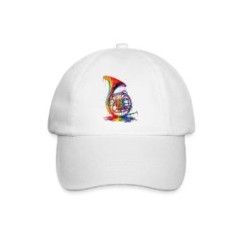 French horn with dripping paint - Baseball Cap - white/white - Front