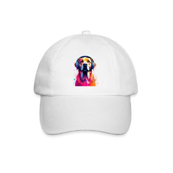 Labbi Labrador with headphones - Baseball Cap - white/white - Front