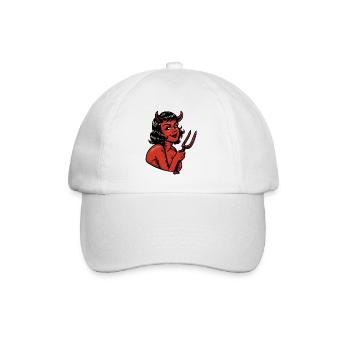 Pinup du Diable en rouge demi-teint - Casquette classique - blanc/blanc - Devant