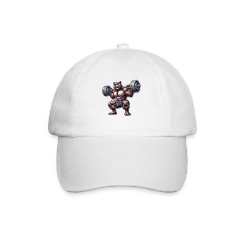 Bear with dumbbell fitness training muscle building - Baseball Cap - white/white - Front