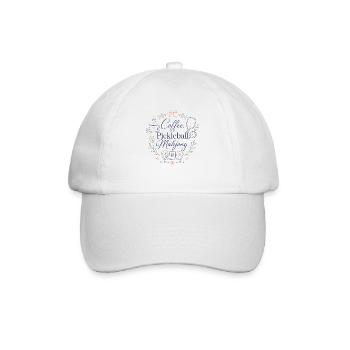 Coffee Pickleball Mahjong Game Mahj - Baseball Cap - white/white - Front