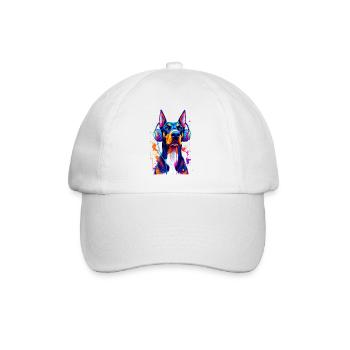 Doberman avec casque - Casquette classique - blanc/blanc - Devant