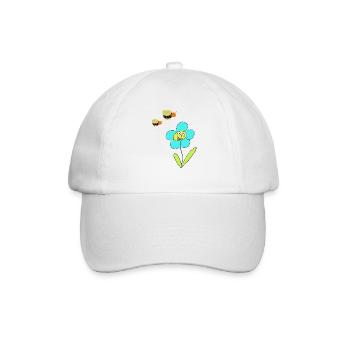 Fröhliche Blaue Blume Insekt Bienen - Baseballkappe - Weiß/Weiß - Vorne