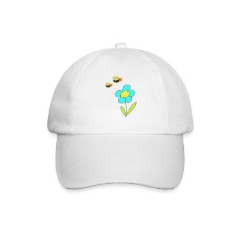 Fleur avec des abeilles – Dessin joyeux - Casquette classique - blanc/blanc - Devant