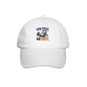 Möwe Kein Stress Nur Küste Shirt - Baseballkappe - Weiß/Weiß - Vorne