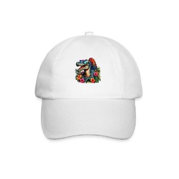 Tropen-Dinosaurier mit Sonnenbrille - Baseballkappe - Weiß/Weiß - Vorne