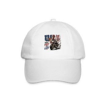 USA Too Free To Care Biker Rooster Motorcycle Freedom - Baseball Cap - white/white - Front