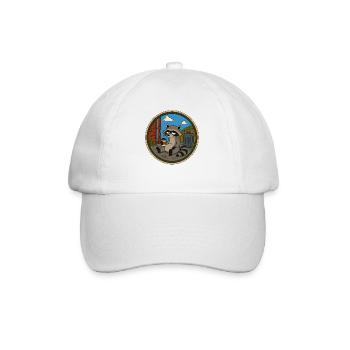 Raccoon in the coffee break - Baseball Cap - white/white - Front