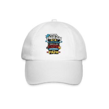Mon Parrain va m'apprendre les bêtises avec Papa - Casquette classique - blanc/blanc - Devant