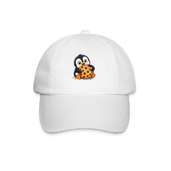 Cute Cartoon Penguin Cookie Snacking Kids Fun - Baseball Cap - white/white - Front