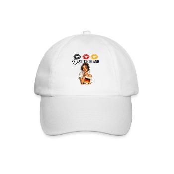 Deutschland Flaggenlippen Kunst - Baseballkappe - Weiß/Weiß - Vorne
