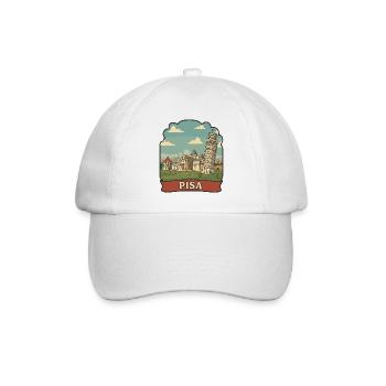 Leaning Tower of Pisa Vintage Travel Sticker - Baseball Cap - white/white - Front