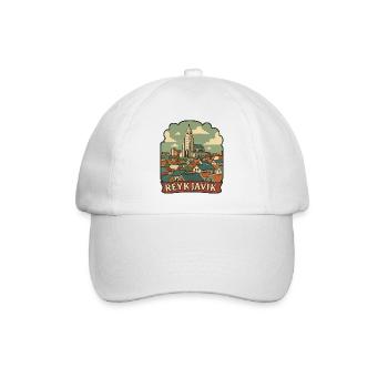 Reykjavik Iceland Hallgrimskirkja Retro Sticker - Baseball Cap - white/white - Front