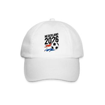Nederland 2026 Fußball Flamme mit Flagge - Baseballkappe - Weiß/Weiß - Vorne