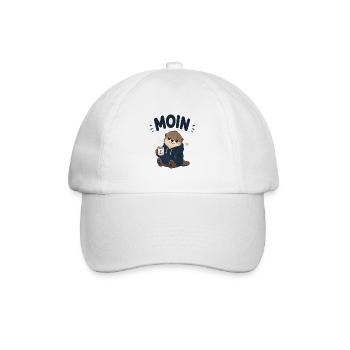 Moin Otter with Coffee Pullover Hoodie - Baseball Cap - white/white - Front