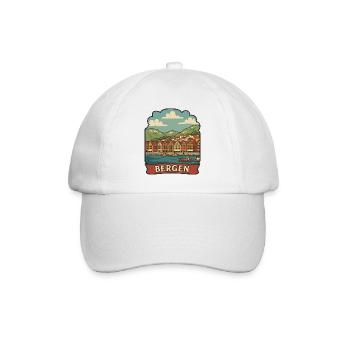 Bergen Norway Bryggen Vintage Travel Sticker - Baseball Cap - white/white - Front