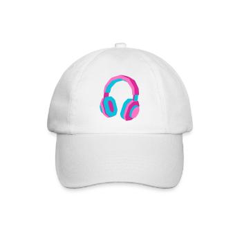 Kopfhörer 80er Retro Synthwave DJ Musik Gamer - Baseballkappe - Weiß/Weiß - Vorne