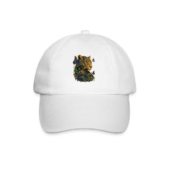 Léopard avec des fleurs et des papillons - Casquette classique - blanc/blanc - Devant