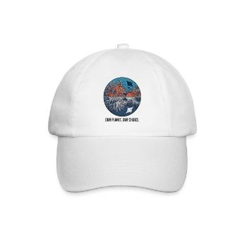 Our Planet Our Choice – Korallenriff Meeresschutz - Baseballkappe - Weiß/Weiß - Vorne