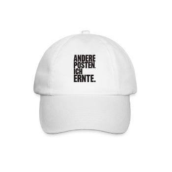  Andere Posten Ich Ernte Spruch Für Social Media - Baseballkappe - Weiß/Weiß - Vorne