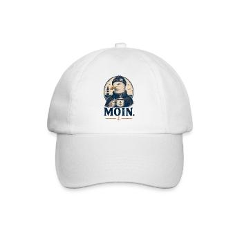 Moin Möwe Kaffee Shirt - Baseballkappe - Weiß/Weiß - Vorne