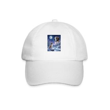 Hurlant vers la Lune, le mème du chien Saint-Bernard - Casquette classique - blanc/blanc - Devant