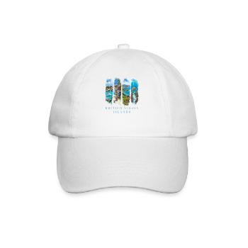 BVI Vacation Travel – Caribbean Beach & Island Motif - Baseball Cap - white/white - Front