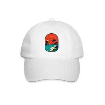 Tropical coastal panorama with toucan - Baseball Cap - white/white - Front