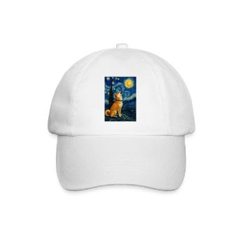 Shiba Inu Starry Night Kawaii Doge Art - Baseball Cap - white/white - Front