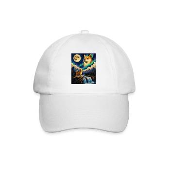 Shiba Inu Howling Moon Doge Kawaii - Baseball Cap - white/white - Front