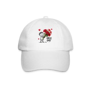 Nice Day Strichmännchen mit Rosen - Baseballkappe - Weiß/Weiß - Vorne