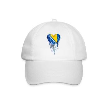 Tropfendes Herz von Bosnien und Herzegowina - Baseballkappe - Weiß/Weiß - Vorne