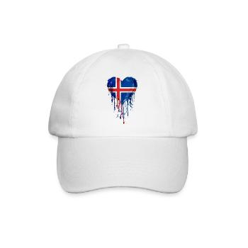 Peinture à l’aquarelle du drapeau nordique du cœur nordique islandais - Casquette classique - blanc/blanc - Devant
