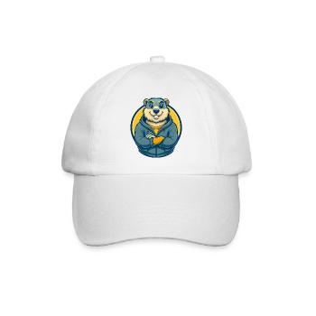 Marmot Kawaii Maskottchen Cartoon Clipart Logo - Baseballkappe - Weiß/Weiß - Vorne