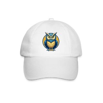 Owl Kawaii Maskottchen Cartoon-Charakter-Clipart-Logo - Baseballkappe - Weiß/Weiß - Vorne
