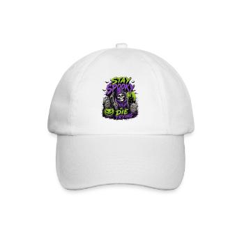 Stay Spooky or Die Trying – Halloween Skull - Baseballkappe - Weiß/Weiß - Vorne