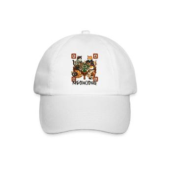 Meowjong Cute Cat Mahjong Game Social Club - Baseball Cap - white/white - Front